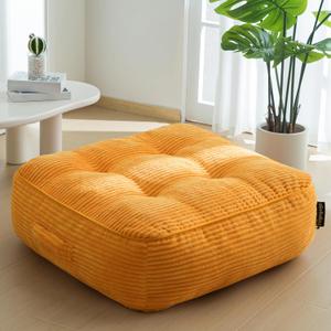 8" Washable Floor Pillow Cushion for Adults, Meditation Cushion Pillow, Large Square Floor Sitting, Removable Tufted Corduroy Cover, for Tatami Living Room or Yoga, 22x22 Inch, Machine Washable (8" Thick(Pack of 1))