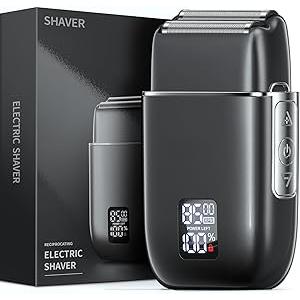 Electric Razor, Emochies Electric Shaver for Men,Upgraded Foil Shaver with 3 Speeds, Double Floating Blade IPX7 Waterproof Wet/Dry LED Display USB Type C Rechargeable Vibrant Gray