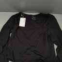 REORIA Women's Basic Sexy Square Neck Long Sleeve Y2K Going Out T Shirt Crop Top (Black)