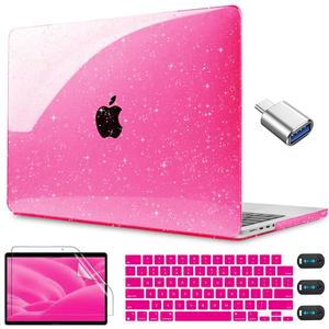 CISSOOK Sparkly Glitter Rose Pink Case for MacBook Pro 14 inch Case M4 M3 M2 M1 Chip 2025 2024 2023 2022 2021 Release Model A3112 A3185 A3401 / A2918 A2992 / A2779 / A2442 M1 Pro/Max Chip (Pro14inch-Rose Red Glitter)