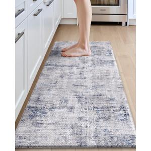 DEXI Kitchen Mats Cushioned Anti Fatigue, 23x59 Floor Padded Runner Rug Non Slip, Waterproof Standing Comfort Memory Foam for Front Sink Laundry, Blue