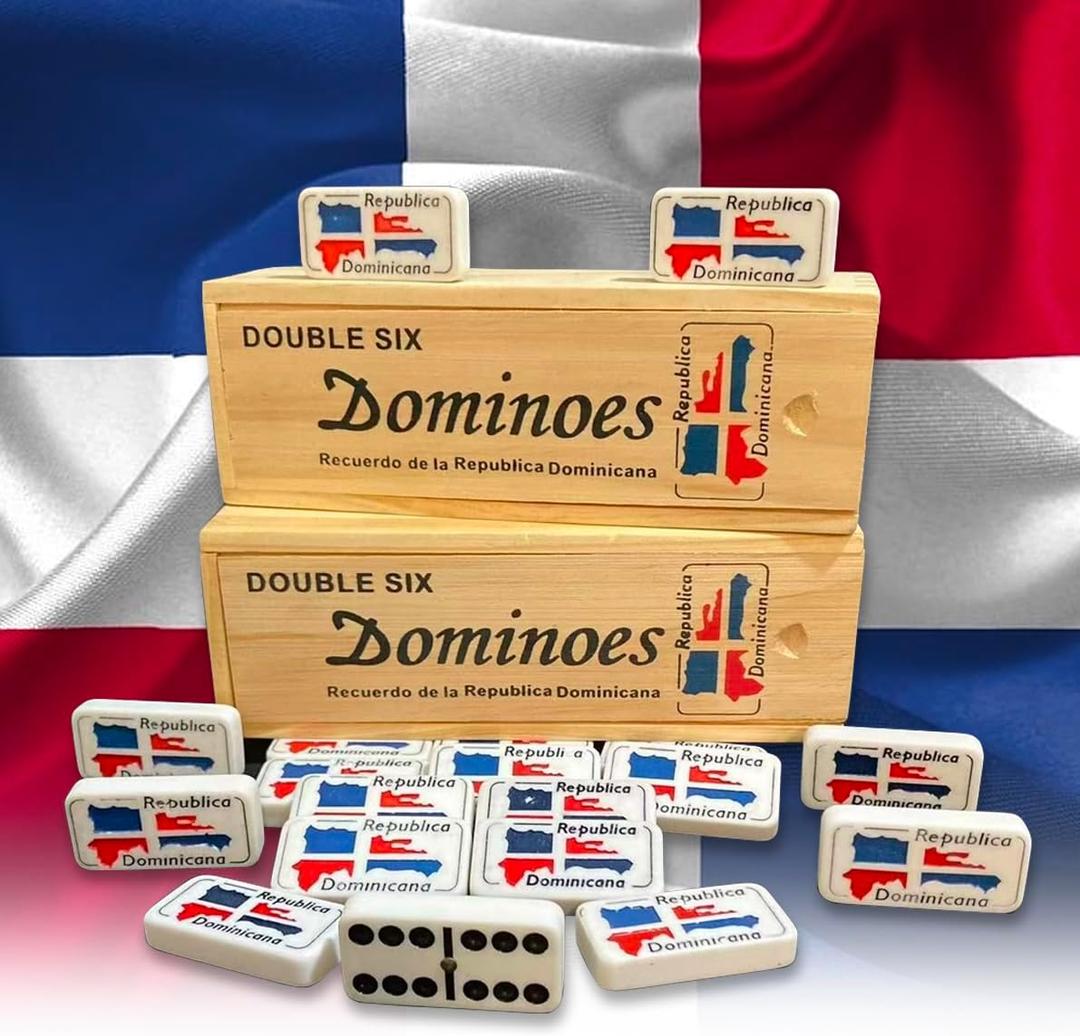 Dominican Flag Dominoes Double Six 2pcs Value Pack - Classic Dominos Set for Cultural Pride Dominican Republic