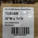 Sheer Bamboo Roman Shades with Valance - Tuscan, 30" W x 74" H - Light Filtering Cordless Blinds for Interior Windows - Real Natural Bamboo Material - Mounting Hardware Included