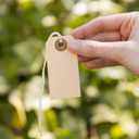 100 Small Manila Paper Tags with String - #1, 2 3/4 x 1 3/8 - Hang Shipping Labels with String Attached and Reinforced Hole, Pre-Strung Tags