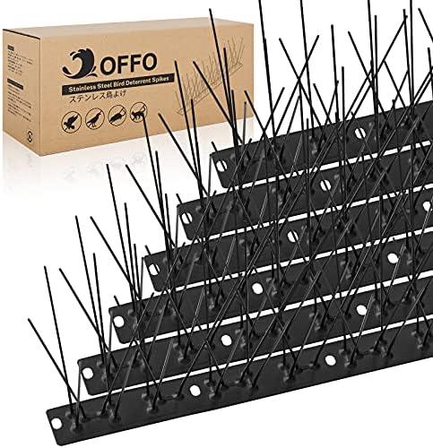 OFFO Black Bird Spikes Pre-Assembled for Pigeons Birds, Cover 10 Feet Durable Bird Spikes with Stainless Steel for Fence Roof Mailbox Window, Only 1