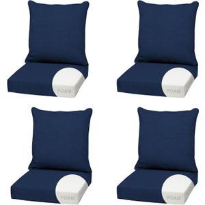 Arden Outdoor Foam Deep Seat Cushion (4-Pack), 22x24, Premium High-Density Foam, Never Flattens, Weather-Proof for Patio Chair Sofa Couch, Sapphire Blue Leala