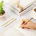 Zonon 15 Pieces Gold Metal Slim Ballpoint Pens Bulk Retractable Metallic Black Ink 1 mm Medium Point Smooth Writing Pens for Wedding Business Office Supplies Students Teachers Men Women Present