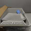 Stainless Steel Cat Litter Box - Enclosed XL Metal Kitty Litter Box with Lid for Big Cats, High Sided, Anti-Leakage, Easy Cleaning, Non-Sticky, Included Litter Mat, Cat Bowl & Spoon (Grey)