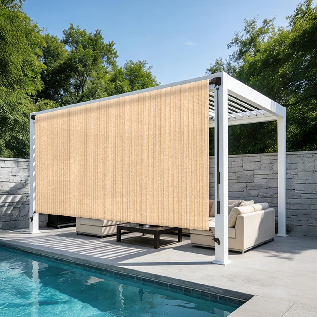HENG FENG Outdoor Roller Shade 8' W x 8' H 