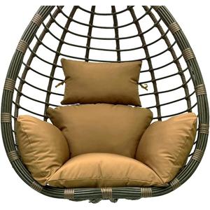 Srutirbo Egg Chair Cushion Replacement, Foldable Waterproof Hanging Basket Swing Chair Cushion with HeadrestOutdoor Porch Backyard Patio Hammock Swing Replacement Cushions (Khaki)