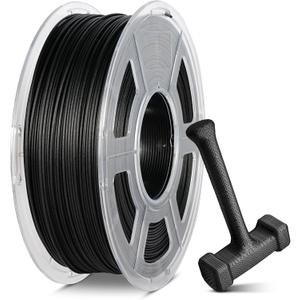 SUNLU 1KG PA6-CF 3D Filament 1.75mm, Heat Deflection Temperature up to 209C, Made of 80% PA Nylon and 20% Carbon Fibers, Stiff & Strong & Heat Resistant, for Industrial Parts, Frosted Texture, Black (1000g Black Pa6cf)