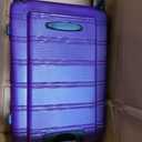 Rockland Melbourne Hardside Expandable Spinner Wheel Luggage, Checked Large 28", Purple