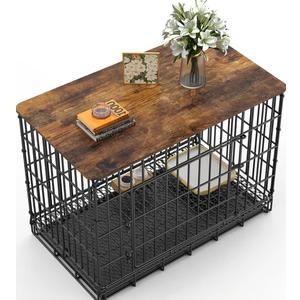 Dog Crate Topper for 30'' Dog Cage, Dog Kennel Topper Wood Countertop Cover & Cage