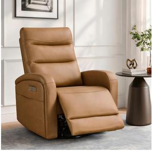 KISLOT Power Swivel Recliner Chair, Faux Leather Recliner 270° Rotation Modern Nursery Glider, Ergonomic Armrest & Side Storage Pocket, Comfortable Armchair for Living Room Bedroom & Nursery