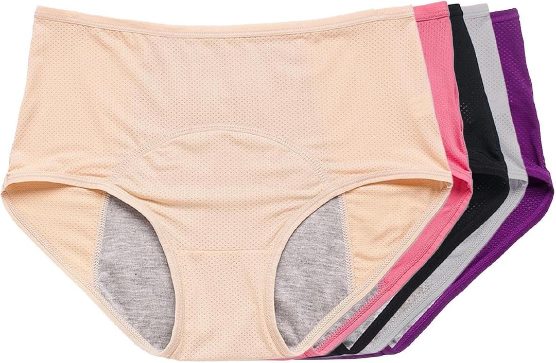 Everdries Washable & Reusable Incontinence Underwear for Women Over 60 - Leakproof, Discreet, Absorbent, Machine-Washable Panties (Original, 4XL, Pack of 5)