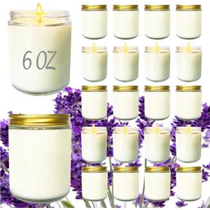 24 Pcs 6 Oz Lavender Scented Soy Candles Set,Mason Jar Bulk Candles for Gifts,Aromatherapy Candle,Great Stress Relieving Scented Candle for Girls As A Gift for Birthdays, Weddings