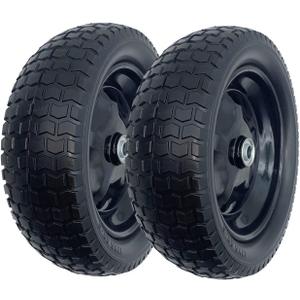 2 x 2-Pack Small 13x5.00-6 Flat Free Tire with Rim,2.25" Offset Hub with 5/8" Ball Bearing,Diameter 12.2",Width 3.6" w/Grease Fitting,300lbs Capacity,13x5-6 No-Flat Solid Wheel,for Lawn mower,Garden Cart