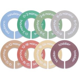 2 x Baby Closet Dividers - Set of 8 Round Double-Sided Clothes Dividers from Newborn to Toddler, Gender-Neutral Baby Clothes Organizer