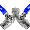 beduan 304 Stainless Steel Hose Splitter 2 Way Y Garden Hose Bib Splitter with Long Handle Water Hose Ball Shut Off Valve 3/4 GHT Threaded