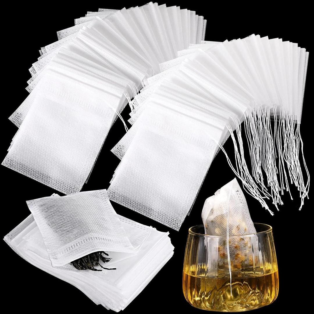 1000 Pcs Disposable Tea Bags Bulk for Loose Leaf Tea Drawstring Empty Coffee Sachets Filter Infuser Strainers for Coffee Spice Christmas Herbs Gift(3.94 x 4.72 Inch)