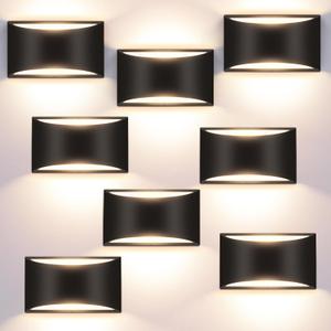 8 Pack Black Modern LED Wall Sconce Indoor Wall Lights Hardwired Up and Down Wall Mount Light for Living Room Bedroom Corridor Hallway Conservatory Warm White 3000K(with G9 Bulbs)