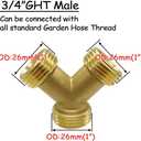Uenede 2PCS Garden Hose Splitter Brass 3/4" GHT Male Thread Heavy Duty 2 Way Y Connector Garden Hose Adapter for Backyard Water Tap, Outlet, & Spigot
