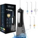 H2ofloss Water Dental Flosser for Teeth Cleaning,Cordless Water Teeth Cleaner Picks,Portable & Rechargeable Oral Irrigator with 5 Modes,IPX7 Waterproof Powerful Battery for Home Travel-Black