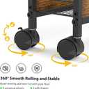 4 Tier Slim Rolling Storage Cart Narrow Space Utility Cart with Handle Metal Frame with Wood Top Table Sturdy Cart Organizers and Storage for Kitchen Bathroom Laundry Office, 5.1 Inches Deep Black