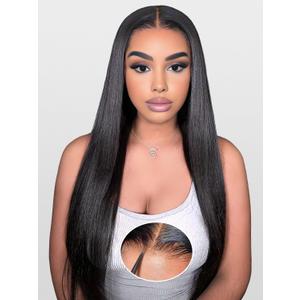 Wear and Go Glueless Wigs Human Hair Pre Plucked Pre Cut 180% Density 6x4 Ready to Wear Glueless Human Hair Wigs Straight for Black Women 20 Inch