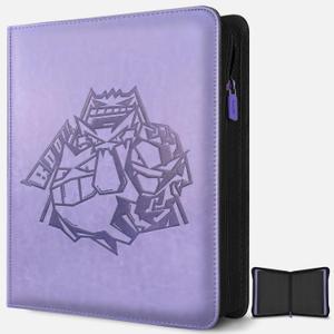 Toploader Binder, Oversized 9 Pocket 252 Top loaders Holder with Customizable Label Slot and Side-Loading Sleeves for Trading Cards in 3" x 4" Toploader (Purple), 15.35 x 12.59 x 0.23 inches