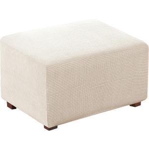 Flamingo P Oversized Ottoman Slipcover Sofa Spandex Jacquard Stretch Storage Ottoman Slipcover Protector Covers (X-Large, Biscotti Beige)