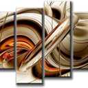 First Wall Art - Abstract Orange Brown White Lines Wall Art Painting The Picture Print On Canvas Abstract Pictures for Home Decor Decoration Gift