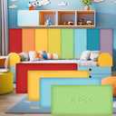 Hahafelt 8 Pack Wall Padding for Playroom Peel and Stick Headboard 15.75" x 7.87" x 1.18" 3D Anti Collision Upholstered Wall Panels Self Adhesive Headboard Panel for Protection (Rainbow Colors)