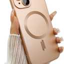 Ankofave Magnetic Case for iPhone 14 Plus Case for Women, Shockproof Matte Luxury Soft Metallic Luster Design with Camera Lens Protector, Compatible with Magsafe for iPhone 14 Plus 6.7"-Champagne Gold