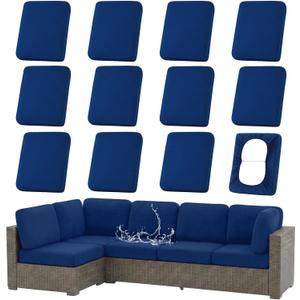 hyha Waterproof Outdoor Cushion Covers for Patio Furniture, Stretch Patio Chair Cushion Slipcovers, Coated UV Resistant Replacement Seat Covers, Solid Color (Navy, 12PC)