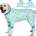 LovinPet Big Dog Wound Care/Surgery Recovery Shirt, Pet Anxiety Shirt, Lightweight Stretchy Knit Fabric, Rubber Ducks with Hats Blue Print Dog Pjs, Dog Pajamas, Pet PJ's/XXL (XX-Large)