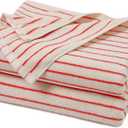 Jacquotha Striped Bath Towels Set of 2 (Coral Red), Lighter & Quick Dry Towels Large 27.5 x 55 inches, Farmhouse for Bathroom Decor, Shower, Pool Days