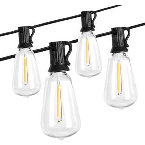 BRIMAX 10FT Outdoor String Lights with 10 Bulbs,ST38 1W Plastic LED Edison Bulbs, Shatterproof, Waterproof String Lights, Perfect for Bistro, Pergola, Backyard and Garden