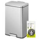 EKO Madison Matte Stainless 50 Liter/13.2 Gallon Step Trash Can w/Inner Liner - Fingerprint Resistant Finish