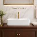 NUESTRA VIDA 19"x14.6" White Ceramic Rectangular Vessel Sink, Modern Above Counter Bathroom Art Basin with Faucet Hole, 19“ x 14.6” x 5.1“