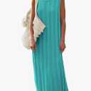 Fisoew Women's Summer Sleeveless Maxi Dress Scoop Neck Ribbed Knit Tank Top Dresses L