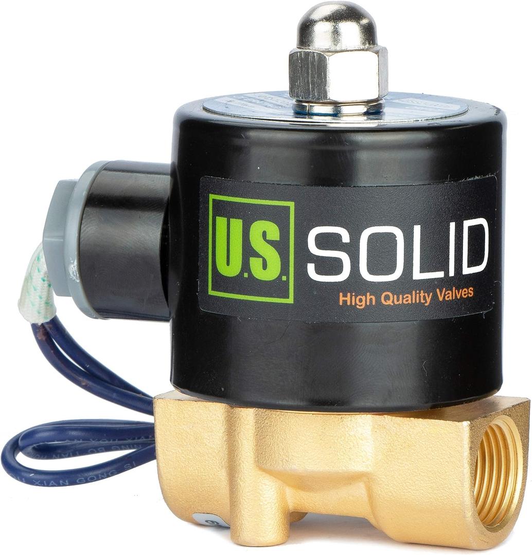 U.S. Solid 3/8" Electric Solenoid Valve 12-VDC, VITON Gasket, Air, Gas, Fuel Normally Closed