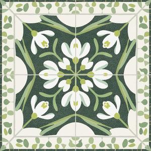 HOMETITUTE Green Snowdrop Botanical Peel Stick Floor 12x12 Vinyl | Self Adhesive Decals Removable Flooring Stickers Kitchen Bathroom Livingroom - Green Snowdrop