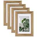 Egofine 4x6 Picture Frames with Plexiglass, Display Pictures 3x4.5 and 3.5x5 with Mat or 4x6 Without Mat Set of 4 for Tabletop and Wall Mounting, Carbonized Brown