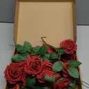 AmyHomie Artificial Flower Dark Red Rose 25pcs Real Looking Fake Roses w/Stem for DIY Wedding Bouquets Centerpieces Arrangements Party Baby Shower Home Decorations