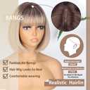 WERD Blonde Bob Wig with Bangs Short Dirty Blonde Wigs for Women Heat-Resistant Synthetic Ombre Blonde Short Wig for Cosplay Daily Use