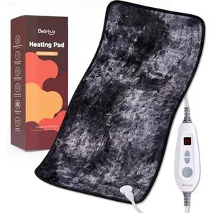 Bearhug  Electric Heated Pad 30"×71"' Double-Sided Faux Fur Heating Pad, 6 Heat Levels, 2-Hour Auto-Off, Moist & Dry Heat Therapy for Back Pain Relief, Machine Washable, ETL Certified - Gift Box
