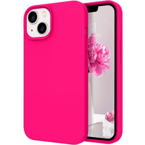 DOMAVER for iPhone 13 Case, Slim Smooth Liquid Silicone Upgrade for iPhone 13 Case [12FT Military Protection] [Camera Protection] [Soft Anti-Scratch Microfiber Lining] Scratch-Resistant Back- Hot Pink