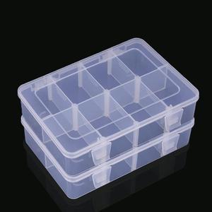 16 Pcs 8 Grids Clear Organizer Box Plastic Storage Container with Adjustable Dividers for Electronics Jewelry Beads Art DIY Crafts Fishing Small Parts