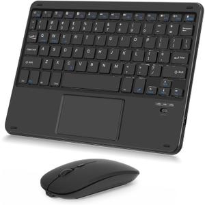 Nsyee Wireless Keyboard and Mouse Combo, Rechargeable Bluetooth Keyboard with Trackpad, Wireless Mouse with 2.4 GHz USB Receiver, Compatible with iPad, Smartphone, Computer, Windows, iOS, Android